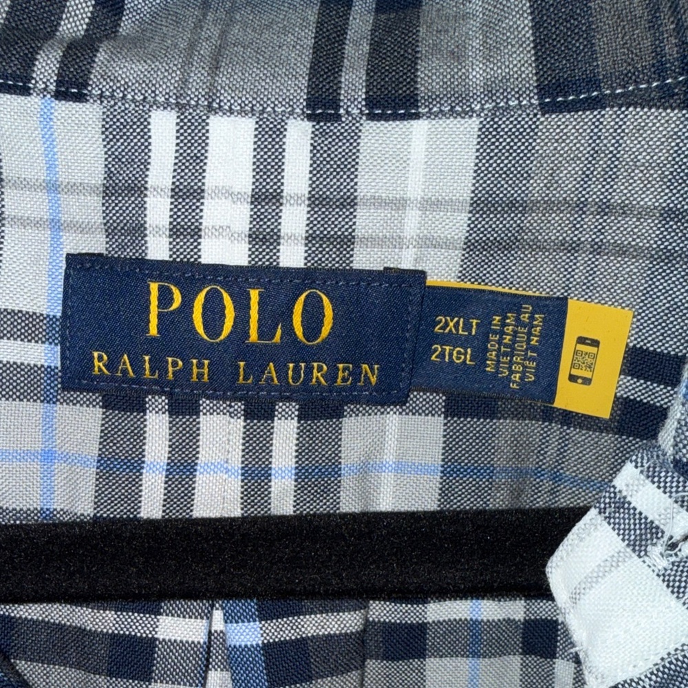 Polo Ralph Lauren Navy and White Plaid Shirt - Like New - Picture 2 of 5